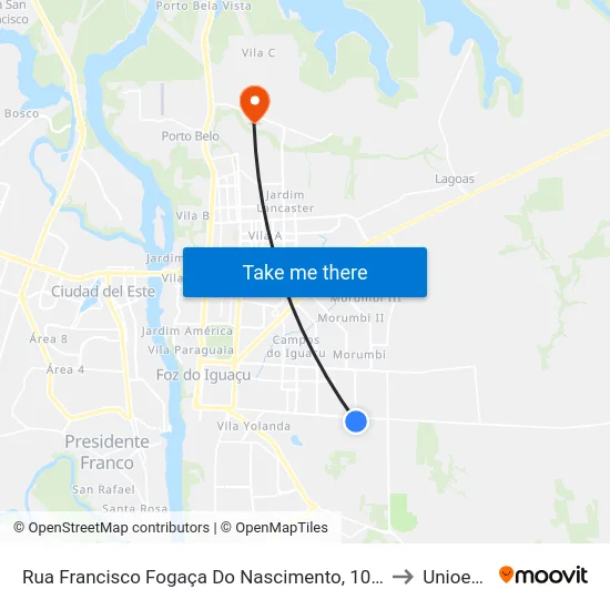 Rua Francisco Fogaça Do Nascimento, 101-161 to Unioeste map