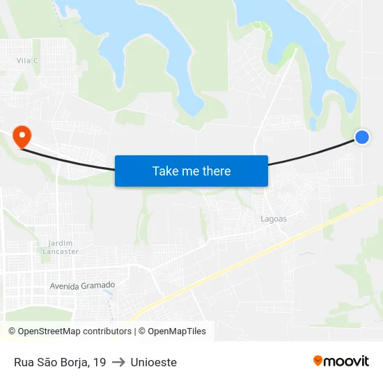 Rua São Borja, 19 to Unioeste map