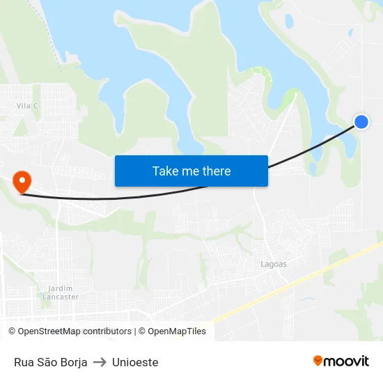 Rua São Borja to Unioeste map