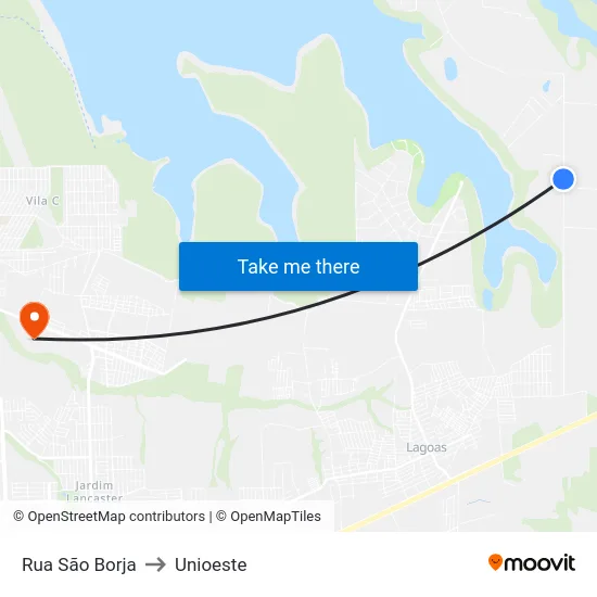 Rua São Borja to Unioeste map