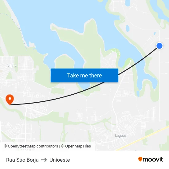 Rua São Borja to Unioeste map