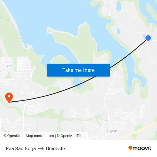 Rua São Borja to Unioeste map