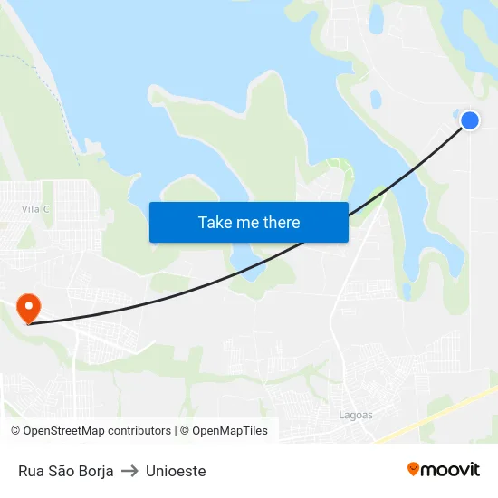 Rua São Borja to Unioeste map