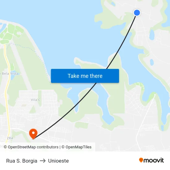 Rua S. Borgia to Unioeste map