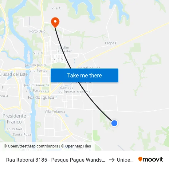 Rua Itaboraí 3185 - Pesque Pague Wandscheer to Unioeste map