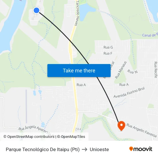 Parque Tecnológico De Itaipu (Pti) to Unioeste map