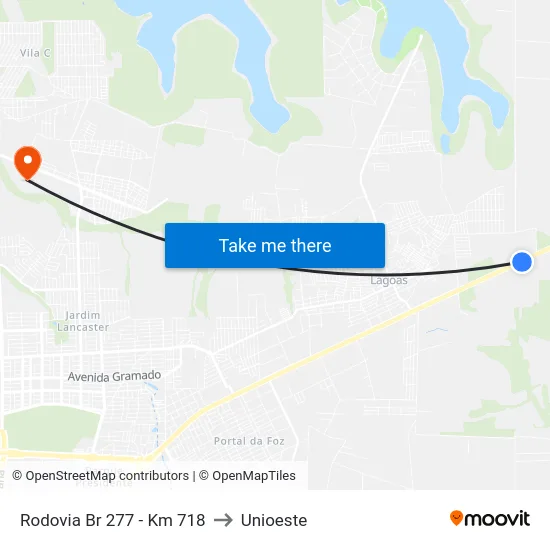 Rodovia Br 277 - Km 718 to Unioeste map