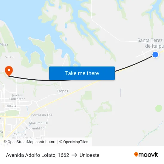 Avenida Adolfo Lolato, 1662 to Unioeste map