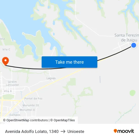 Avenida Adolfo Lolato, 1340 to Unioeste map