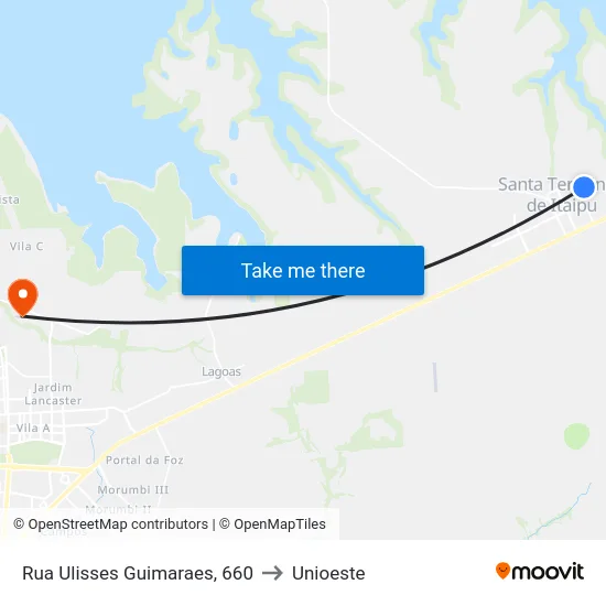 Rua Ulisses Guimaraes, 660 to Unioeste map