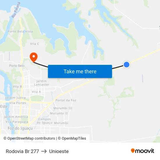 Rodovia Br 277 to Unioeste map