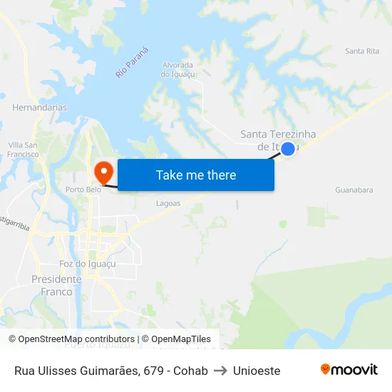 Rua Ulisses Guimarães, 679 - Cohab to Unioeste map
