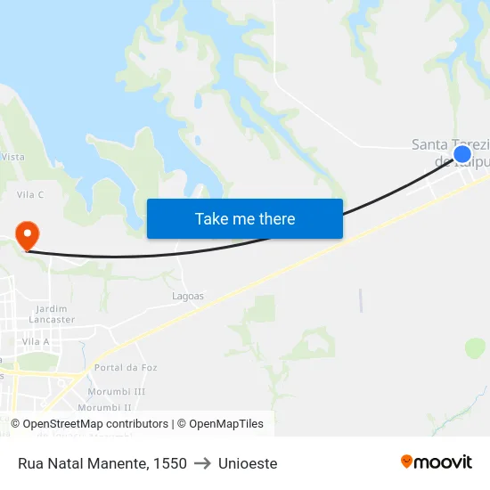 Rua Natal Manente, 1550 to Unioeste map