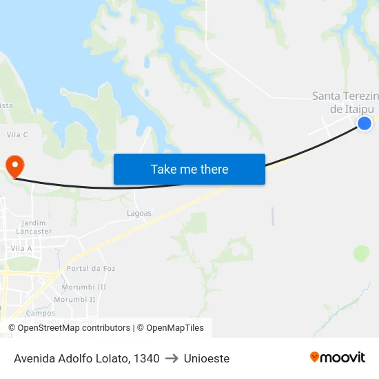 Avenida Adolfo Lolato, 1340 to Unioeste map