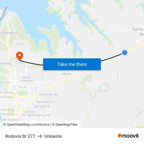 Rodovia Br 277 to Unioeste map
