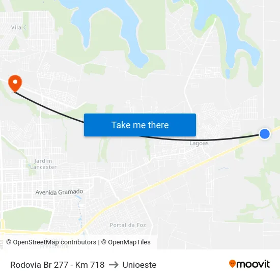 Rodovia Br 277 - Km 718 to Unioeste map