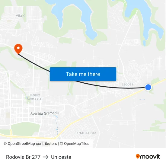 Rodovia Br 277 to Unioeste map
