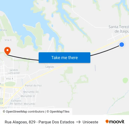 Rua Alagoas, 829 - Parque Dos Estados to Unioeste map