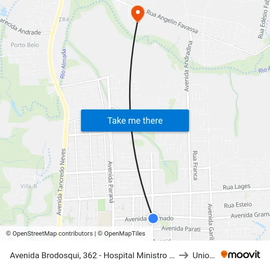 Avenida Brodosqui, 362 - Hospital Ministro Costa Cavalcanti to Unioeste map