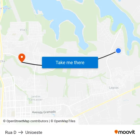 Rua D to Unioeste map