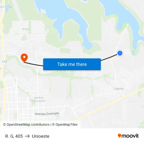 R. G, 405 to Unioeste map