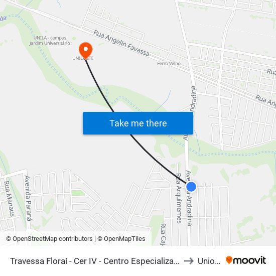 Travessa Floraí - Cer IV - Centro Especializado Em Reabilitação to Unioeste map