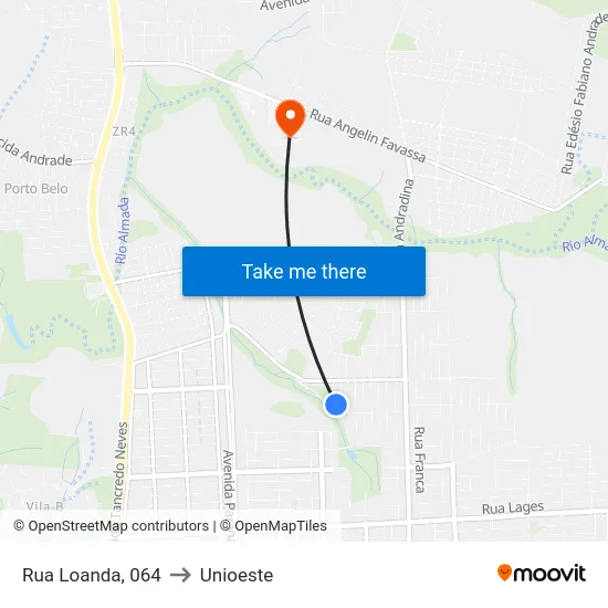 Rua Loanda, 064 to Unioeste map