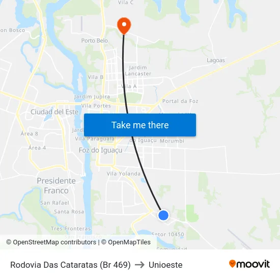 Rodovia Das Cataratas (Br 469) to Unioeste map