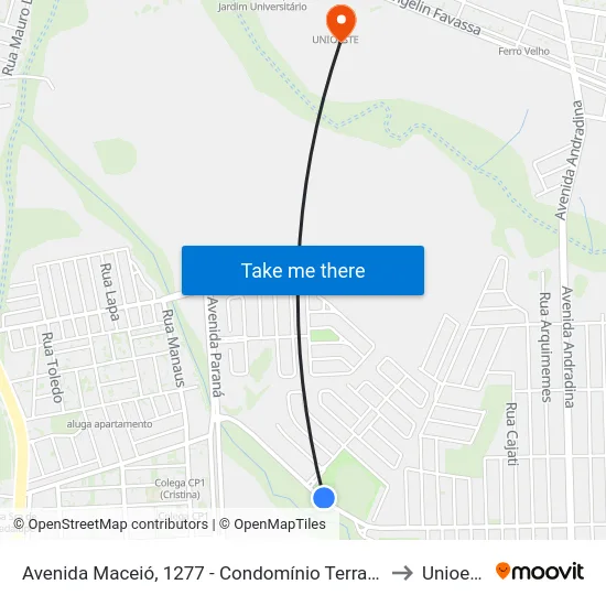 Avenida Maceió, 1277 - Condomínio Terras Alpha to Unioeste map