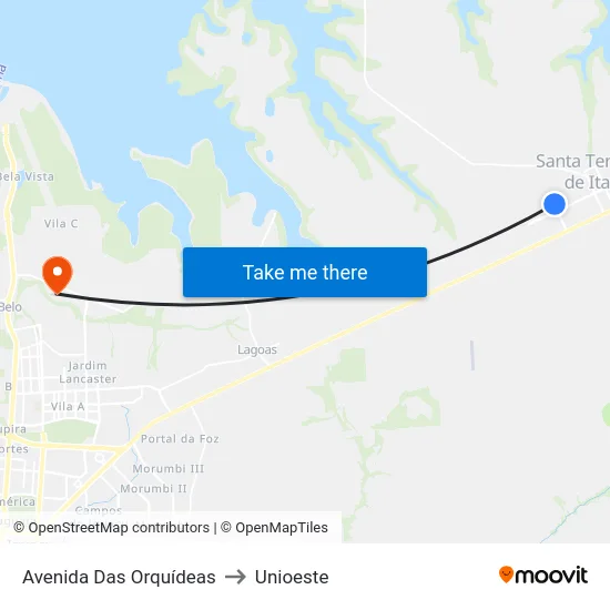 Avenida Das Orquídeas to Unioeste map