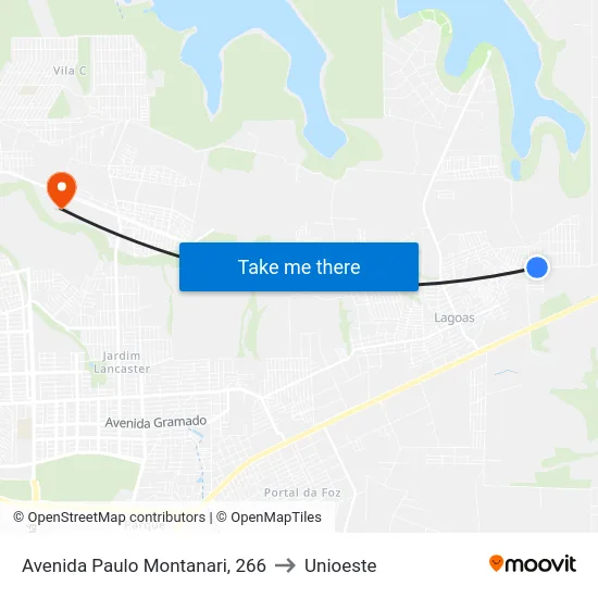 Avenida Paulo Montanari, 266 to Unioeste map