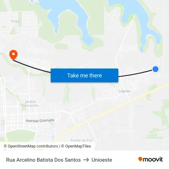Rua Arcelino Batista Dos Santos to Unioeste map