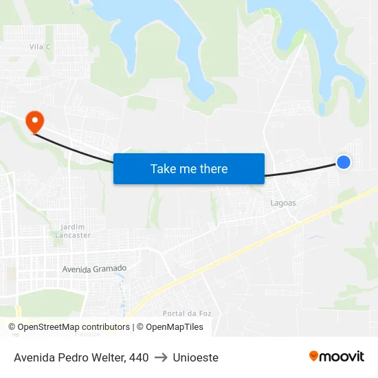 Avenida Pedro Welter, 440 to Unioeste map