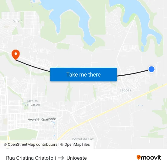 Rua Cristina Cristofoli to Unioeste map