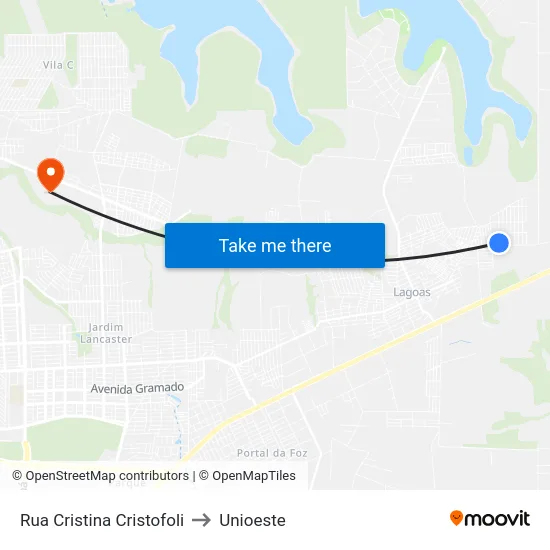Rua Cristina Cristofoli to Unioeste map