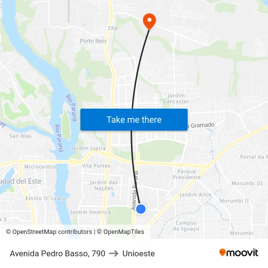 Avenida Pedro Basso, 790 to Unioeste map
