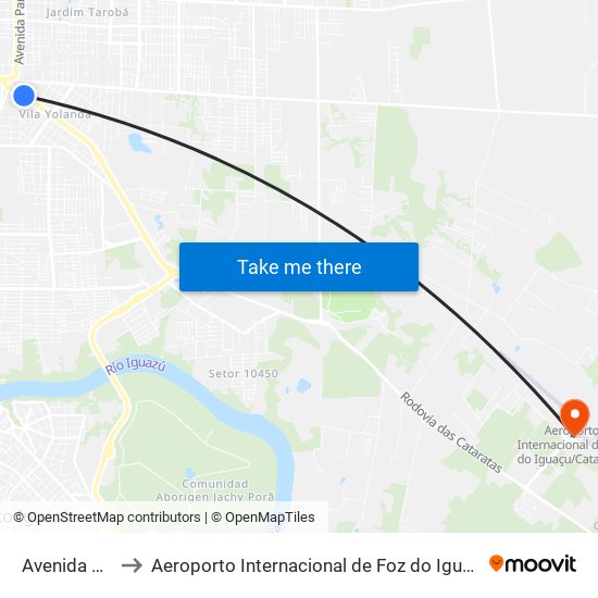 Avenida Das Cataratas, 322 to Aeroporto Internacional de Foz do Iguaçu / Cataratas (IGU) (Aeroporto Internacional de Foz do Igua map