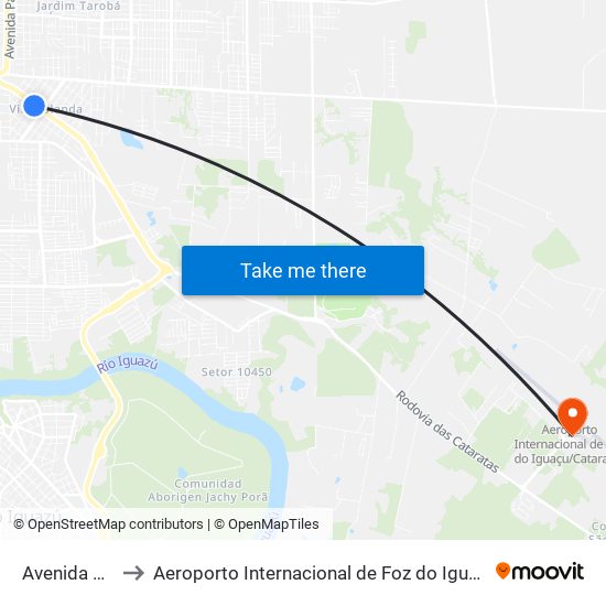 Avenida Das Cataratas, 730 to Aeroporto Internacional de Foz do Iguaçu / Cataratas (IGU) (Aeroporto Internacional de Foz do Igua map