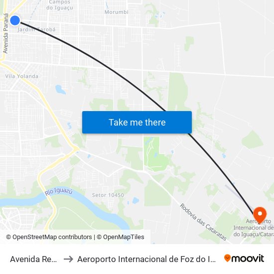 Avenida República Argentina, 2134 to Aeroporto Internacional de Foz do Iguaçu / Cataratas (IGU) (Aeroporto Internacional de Foz do Igua map