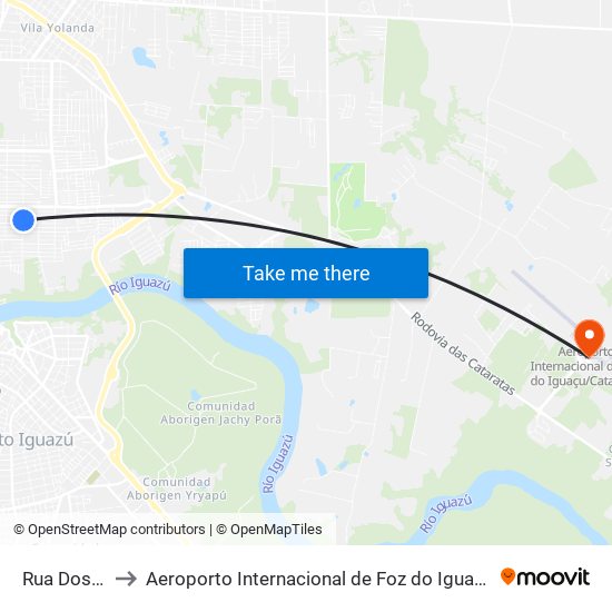 Rua Dos Golfinhos, 1211 to Aeroporto Internacional de Foz do Iguaçu / Cataratas (IGU) (Aeroporto Internacional de Foz do Igua map