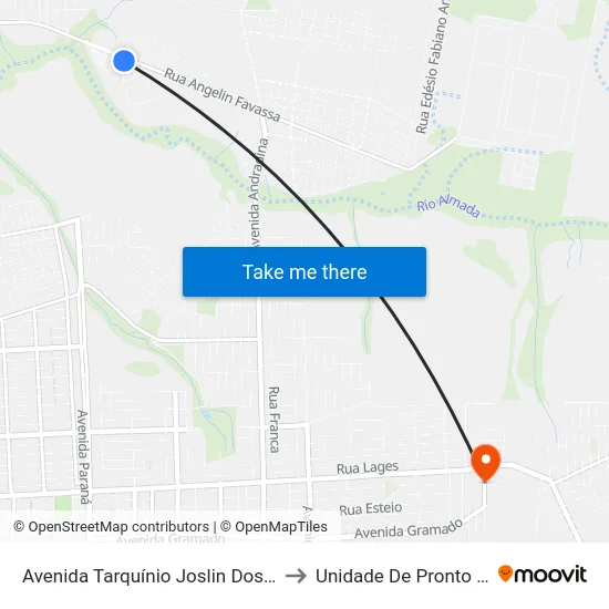 Avenida Tarquínio Joslin Dos Santos - Unioeste to Unidade De Pronto Atendimento map