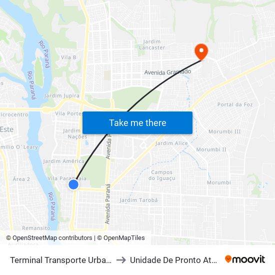 Terminal Transporte Urbano (Ala 02) to Unidade De Pronto Atendimento map