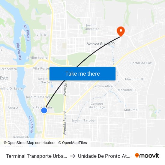 Terminal Transporte Urbano (Ala 01) to Unidade De Pronto Atendimento map