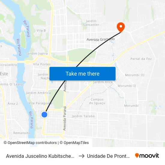 Avenida Juscelino Kubitscheck 673 - Loja Gaúcha to Unidade De Pronto Atendimento map