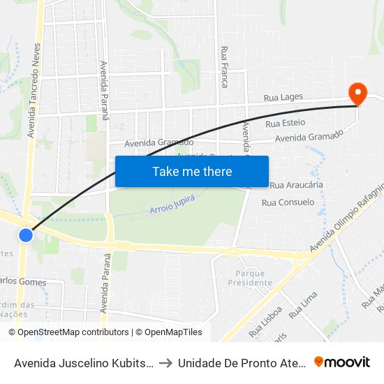 Avenida Juscelino Kubitscheck, 27 to Unidade De Pronto Atendimento map