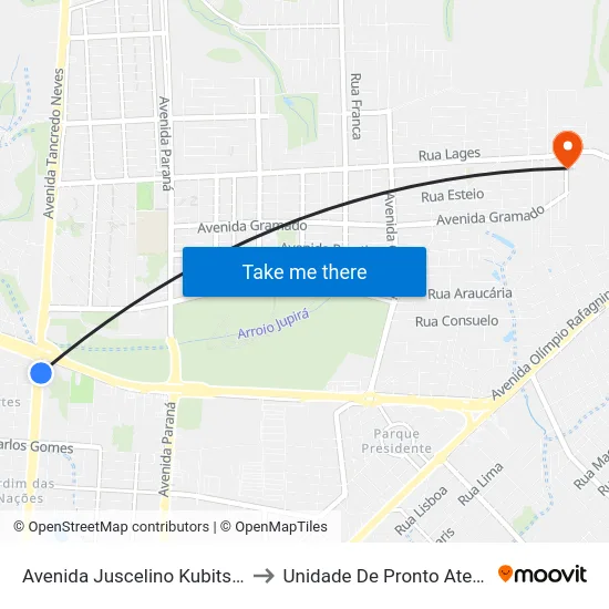 Avenida Juscelino Kubitscheck, 27 to Unidade De Pronto Atendimento map