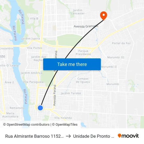 Rua Almirante Barroso 1152 - Colégio Caesp to Unidade De Pronto Atendimento map