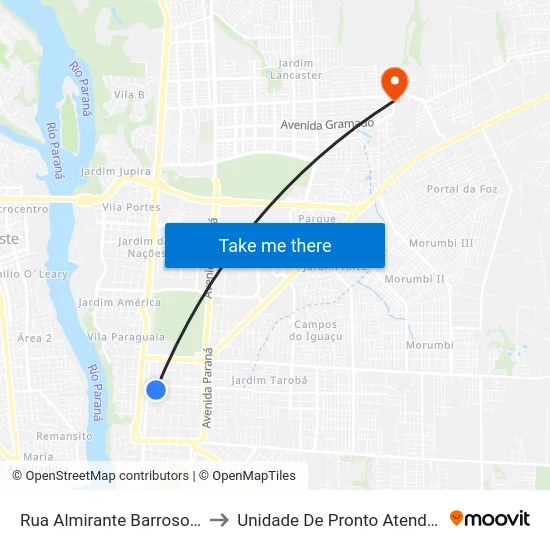Rua Almirante Barroso, 1838 to Unidade De Pronto Atendimento map