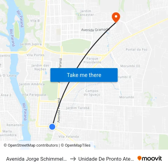 Avenida Jorge Schimmelpfeng 862 to Unidade De Pronto Atendimento map