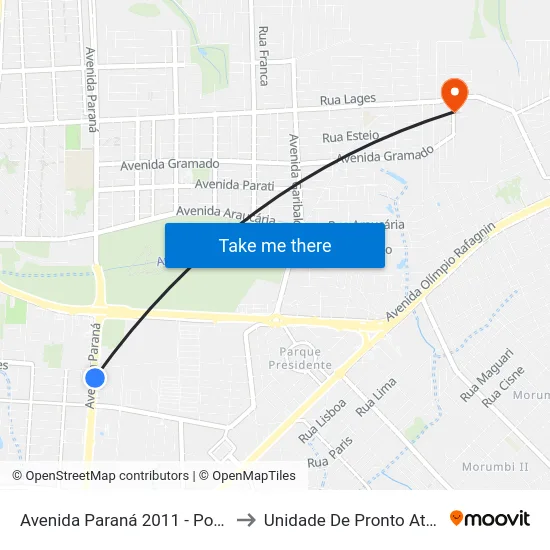 Avenida Paraná 2011 - Polícia Federal to Unidade De Pronto Atendimento map